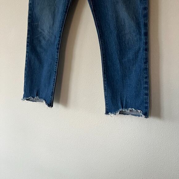 Levi's 501 High Waist Crop Straight Leg Jeans In Charleston Fun - Picture 4 of 10